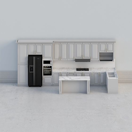 Elegant Modern Kitchen 3D model Design