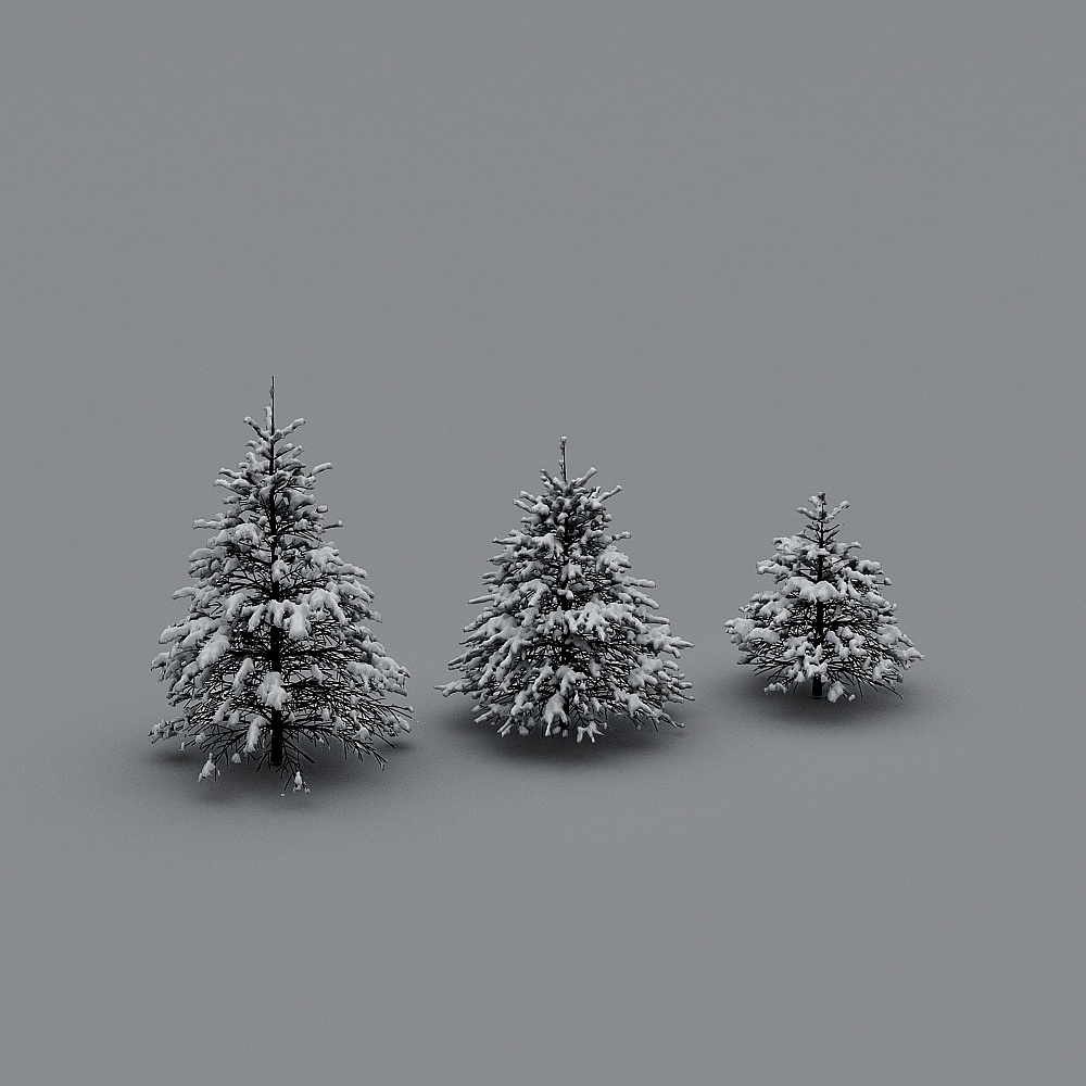 Low-Poly Snow-Covered Pine Trees 3D model
