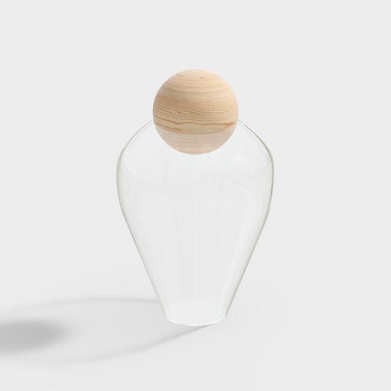 Glass Bottle with Wooden Lid 3D model