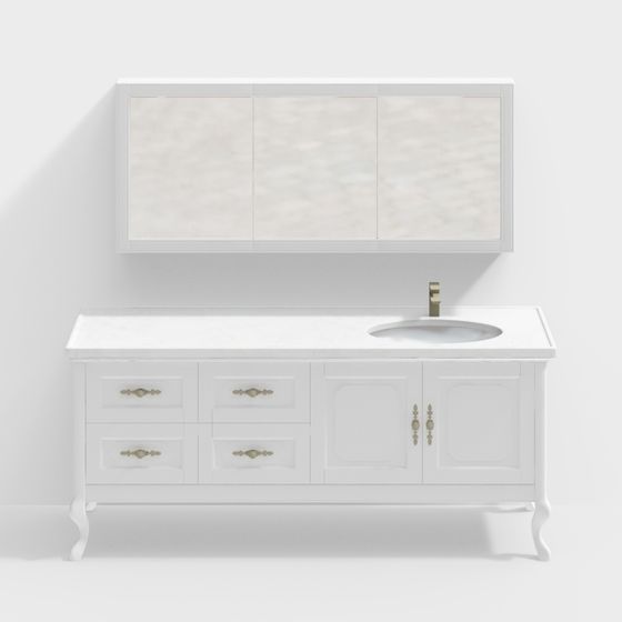 Elegant Low-Poly Bathroom Cabinet 3D Model