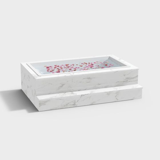 Elegant Floral Bathtub 3D model for Modern Spaces