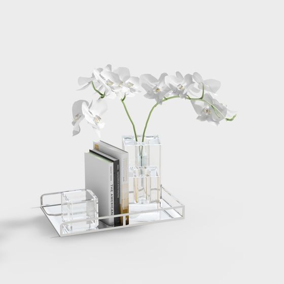Elegant Vase and Bookshelf Combo 3D model