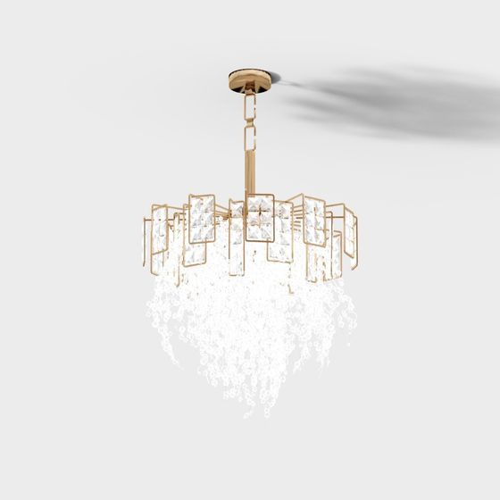 Crystal Waterfall Chandelier 3D model for Modern Interiors
