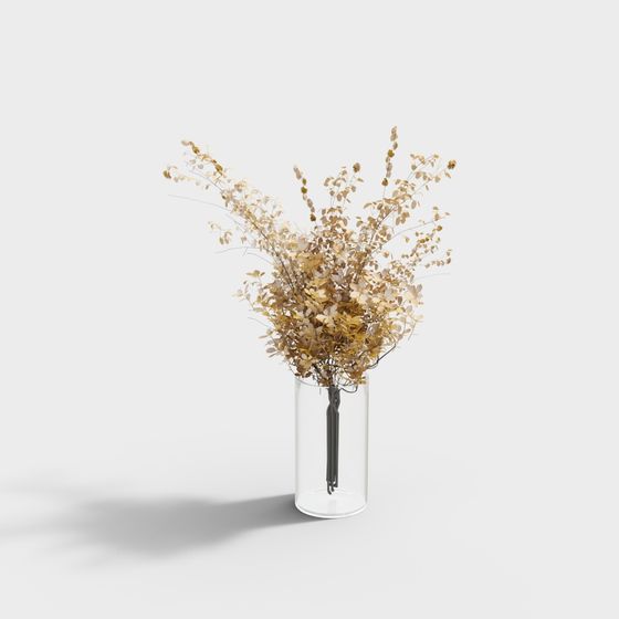 Elegant Golden Leaf Vase 3D model