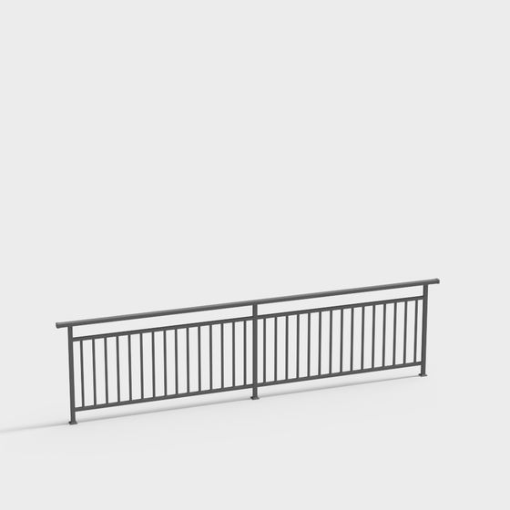 Gray Double Railing Window 3D Model for Safety and Style