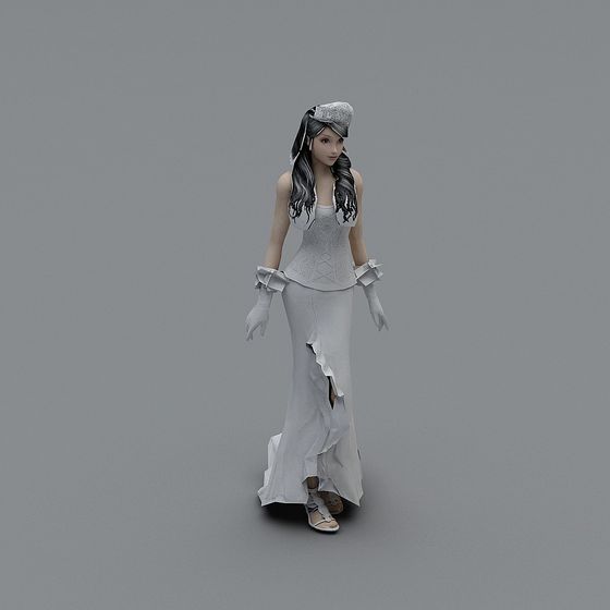Elegant Lady 3D model - Low Poly High Detail Design