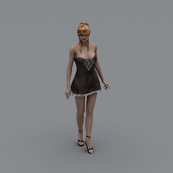 Elegant Low-Poly Female Character 3D model
