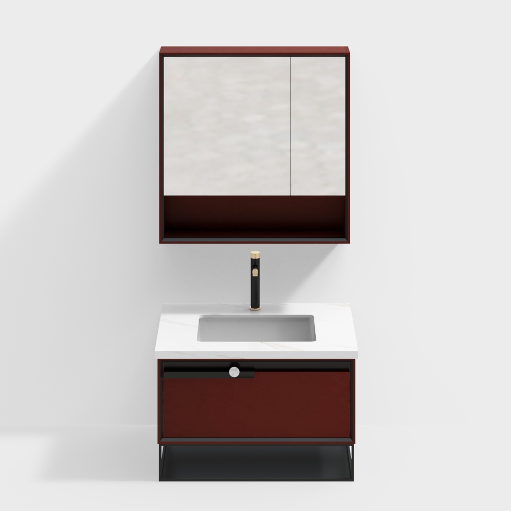 Elegant Modern Vintage Bathroom Cabinet 3D model