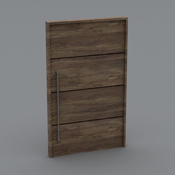 Elegant Low-Poly Wooden Door 3D model
