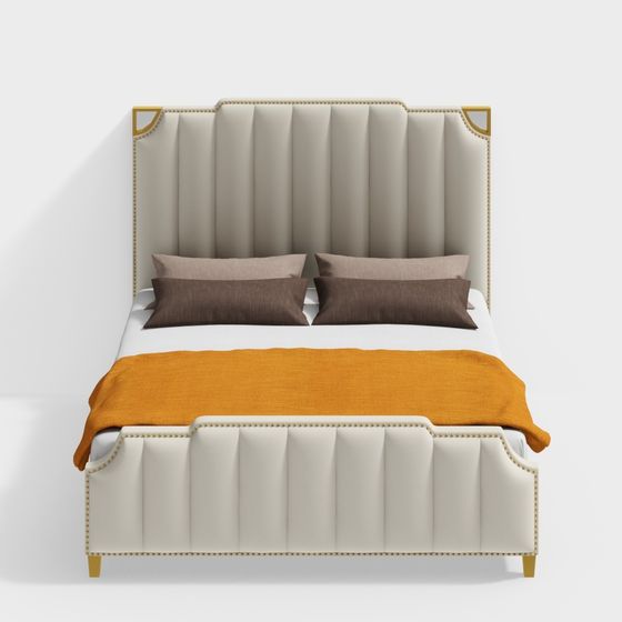 Chic Tufted Bed 3D model for Modern Spaces
