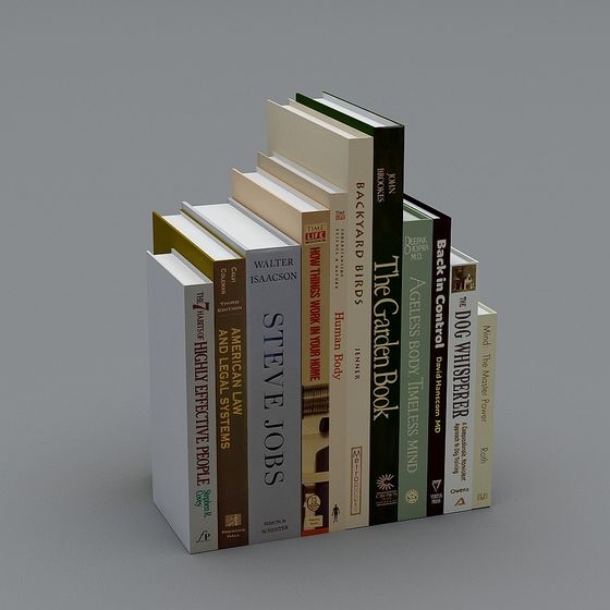 Detailed Low-Poly 3D Bookshelf Model