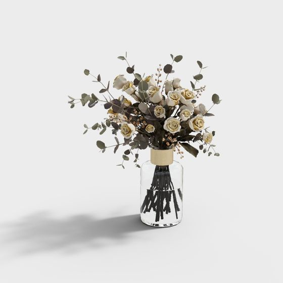 Nature's Rhythm in Glass Vase 3D model