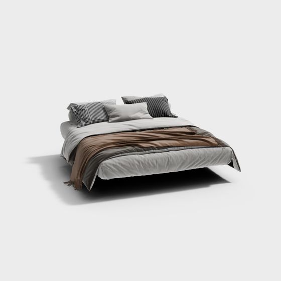 Elegant Low-Poly Bed 3D model for Modern Interiors