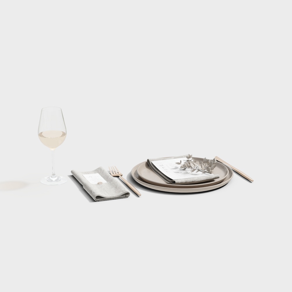 Beige dried flower tableware combination