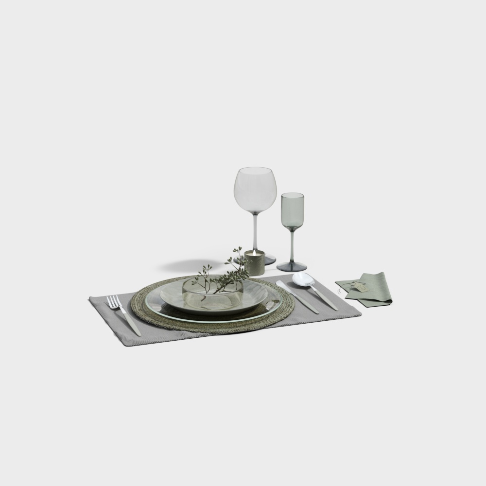 Dark green placemat cutlery combination
