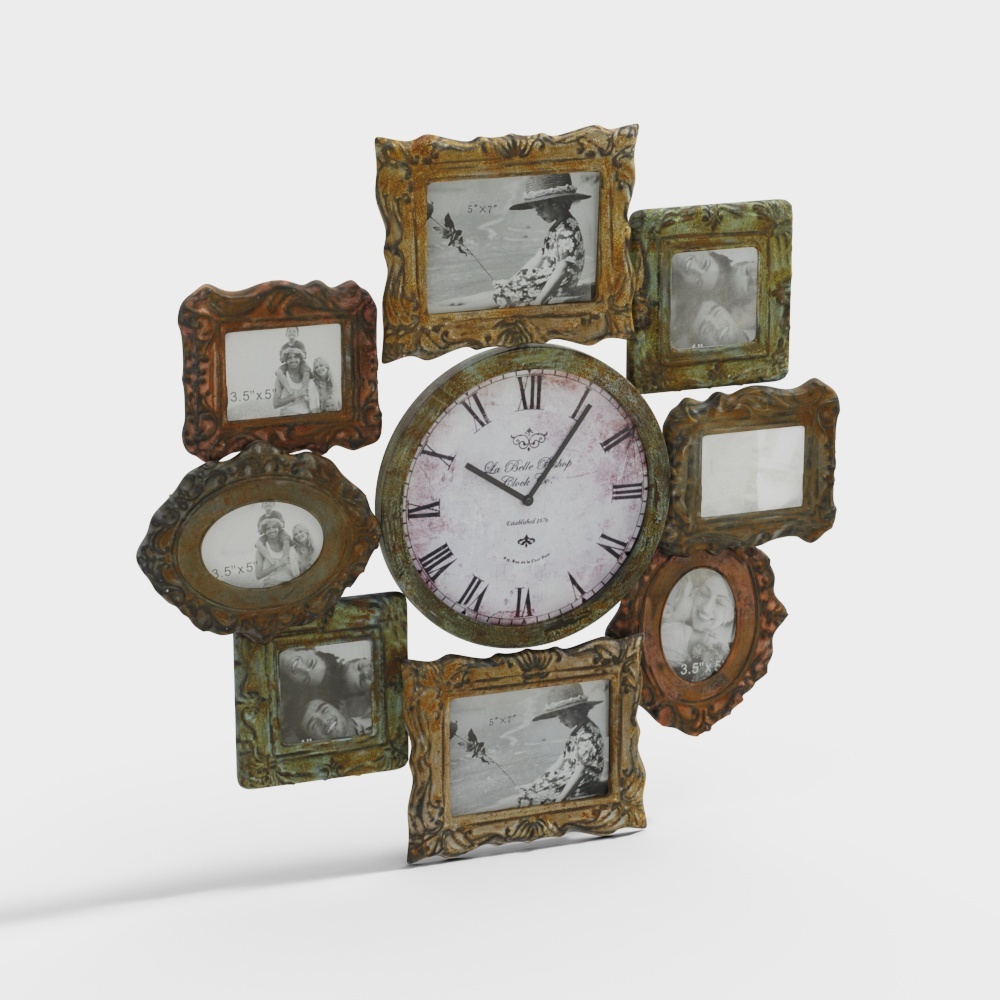 68412 MTL HORLOGE CADRE PHOTO 25"H, 25"L