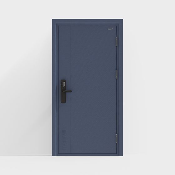 Elegant Low-Polygon Navy Blue Door 3D model