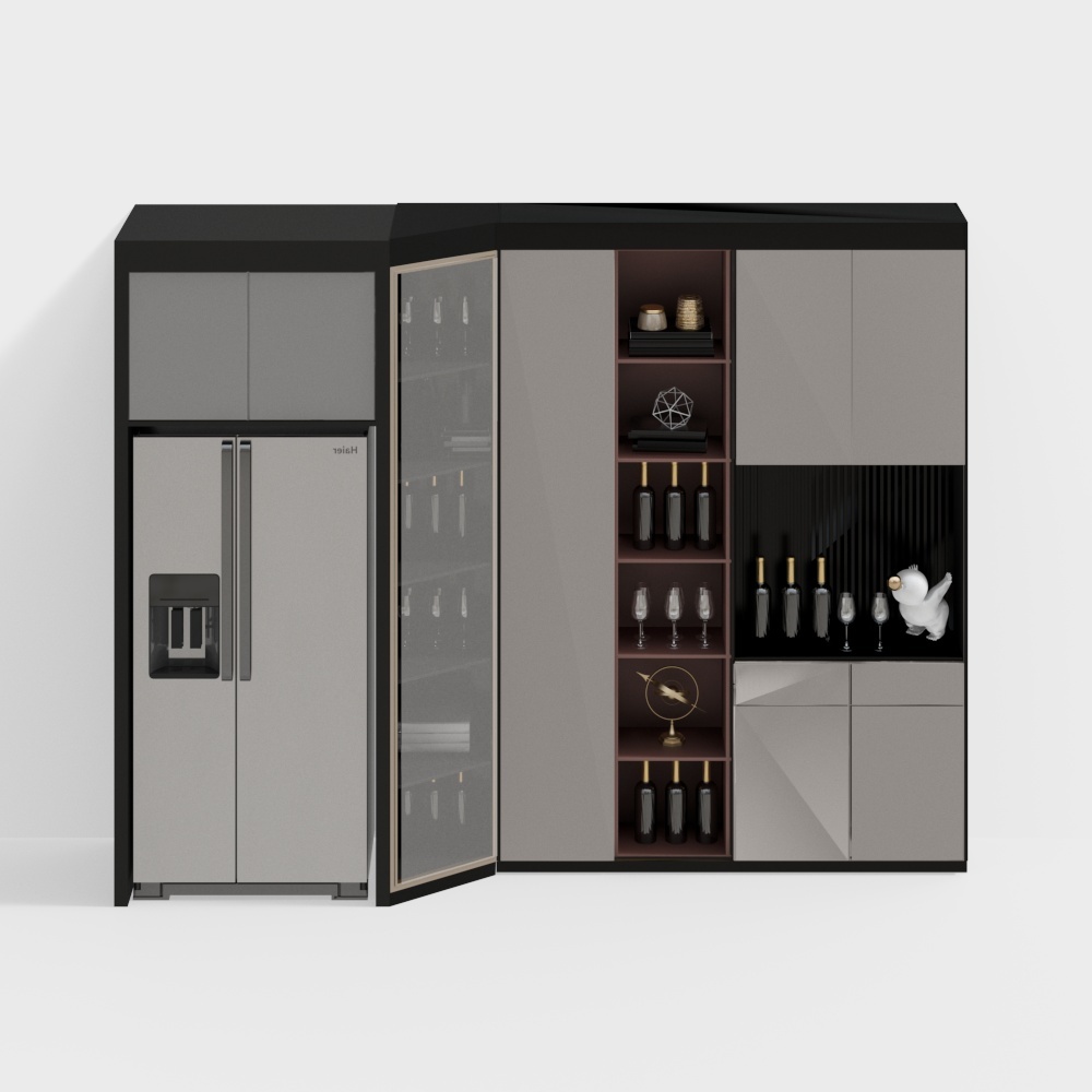 Side Cabinet with refrigerator