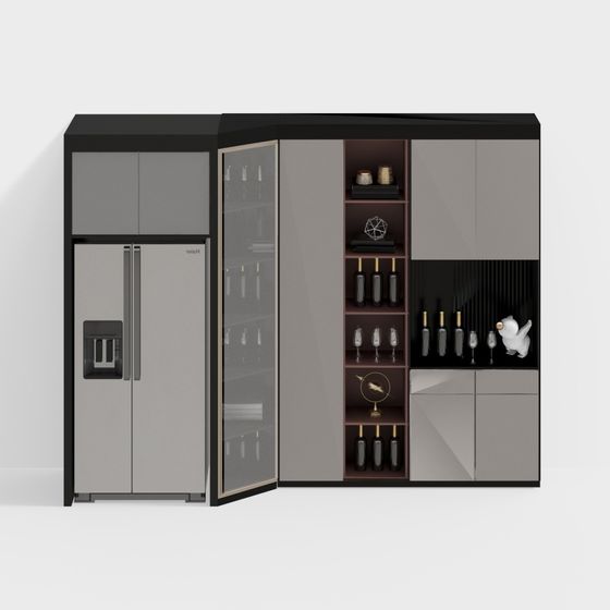 Chic Urban Wine Cabinet 3D model for Modern Spaces