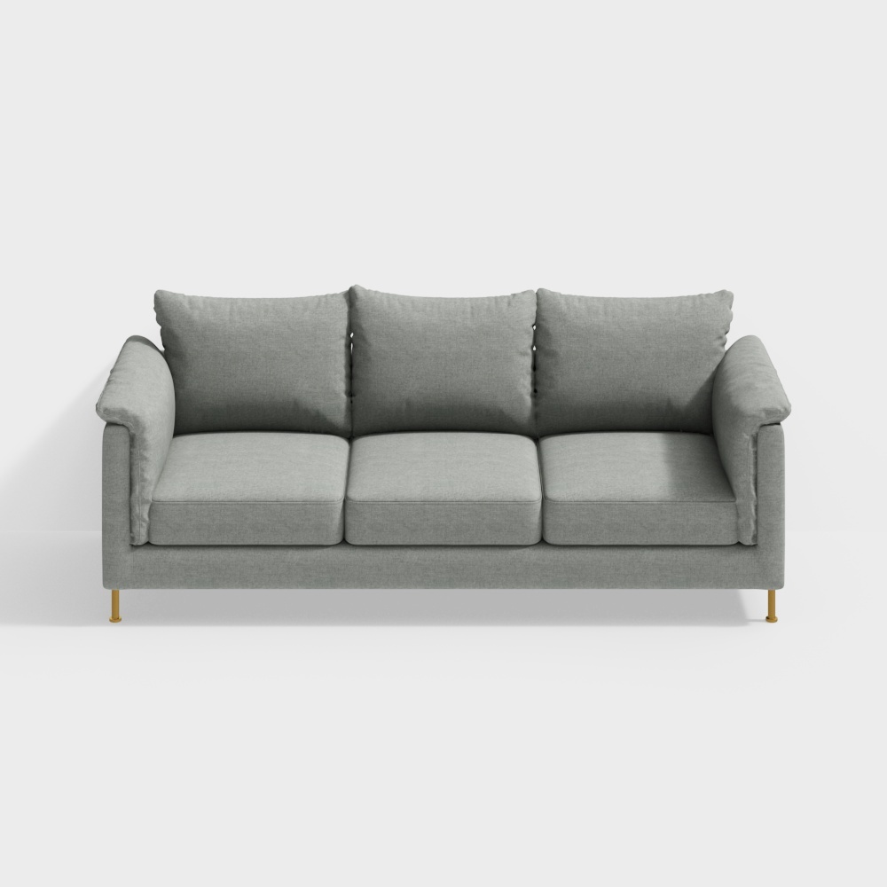 The three-seat sofa (cloth) is light gray-green
