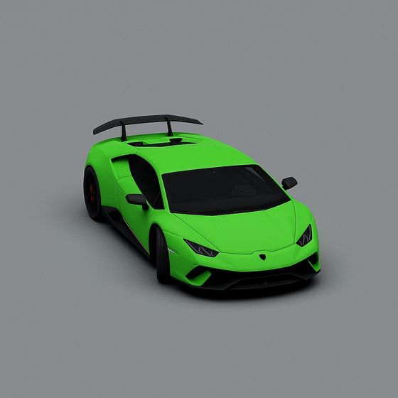 Neon Green Sports Car 3D Model
