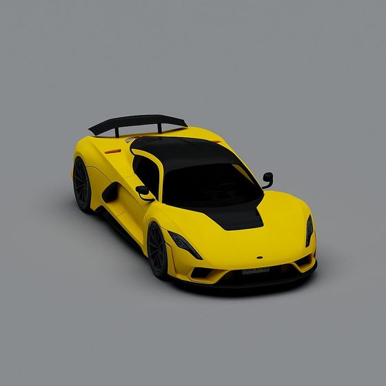 Sleek Yellow Sports Car 3D Model