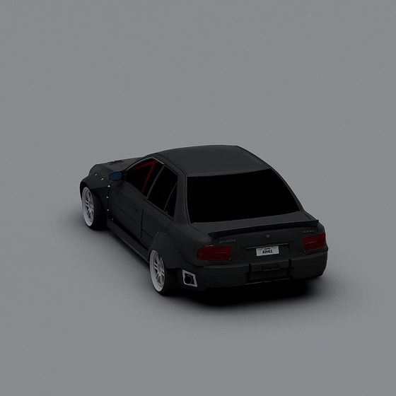 Low Poly Black Sports Car 3D model - Proton Wira