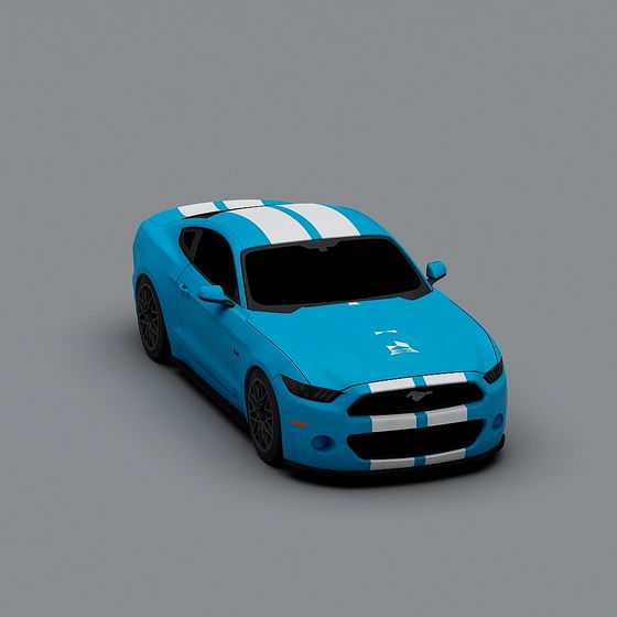 Blue Mustang Low-Poly 3D model