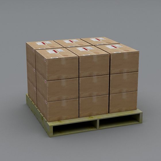 Realistic Low-Poly Cardboard Box Stack 3D model