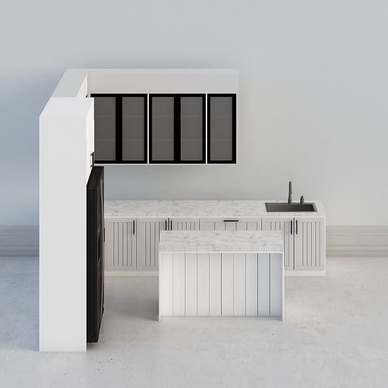 Modern Minimalist Kitchen 3D model Design