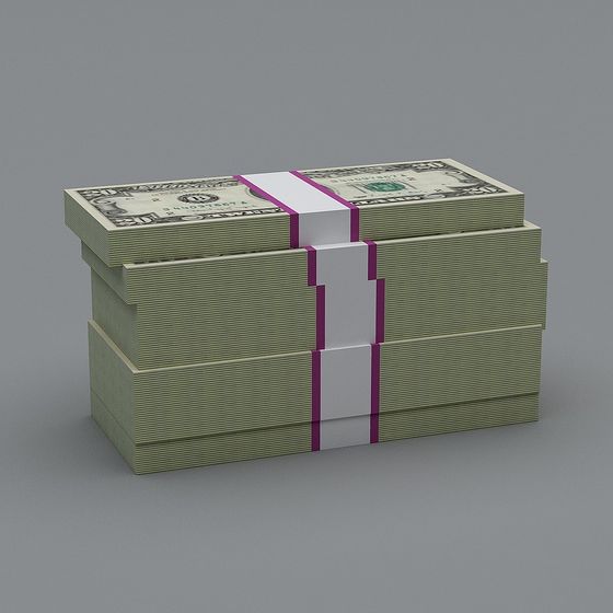 Realistic Cash Stack 3D model for Creative Projects