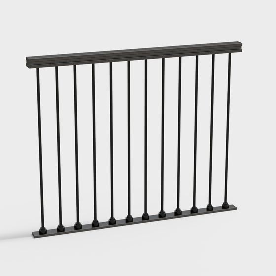 Elegant Minimalist Metal Railing 3D model