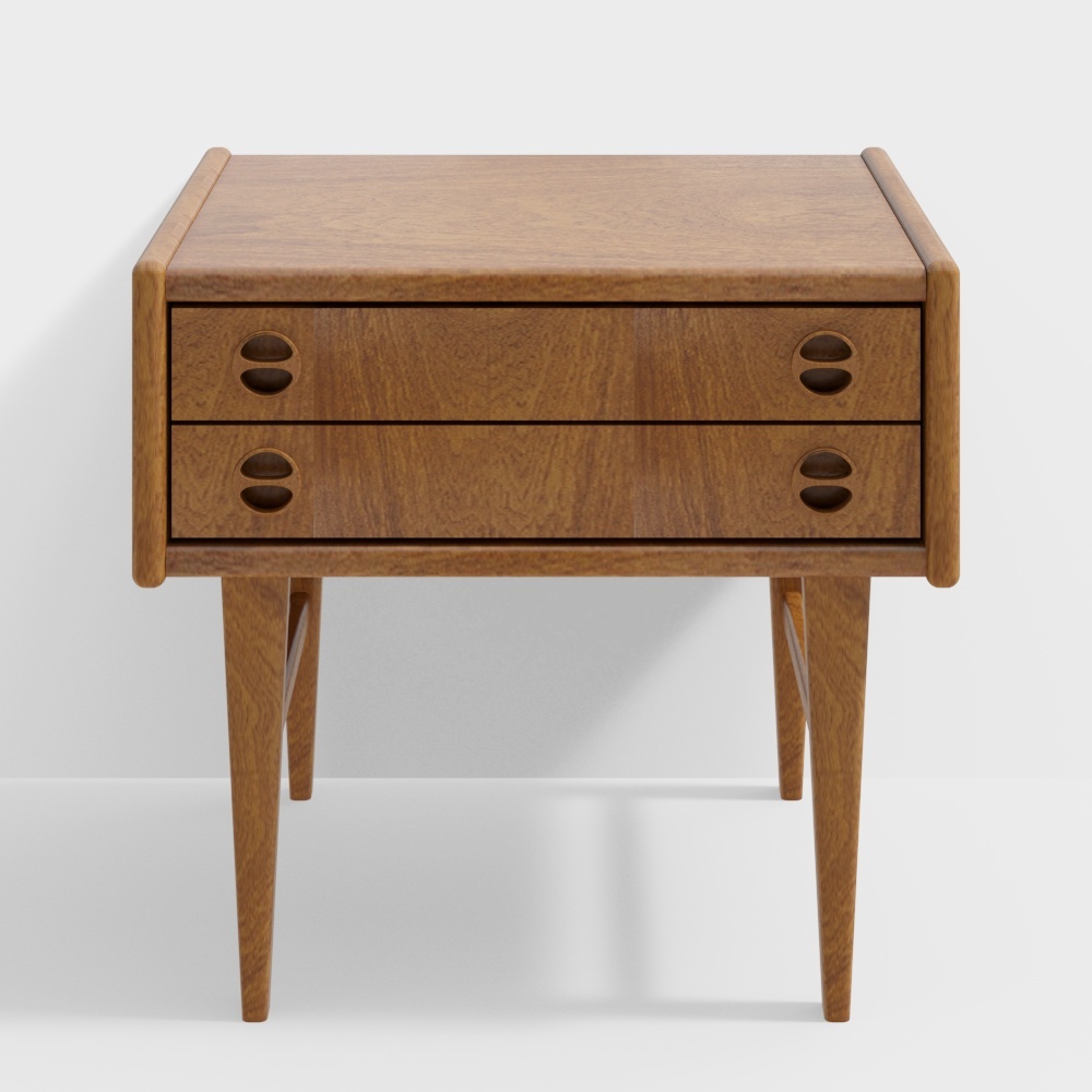 小島の木工品 - 中世のレトロなベッドサイドテーブル イエロー ポプラ引き出しキャビネット