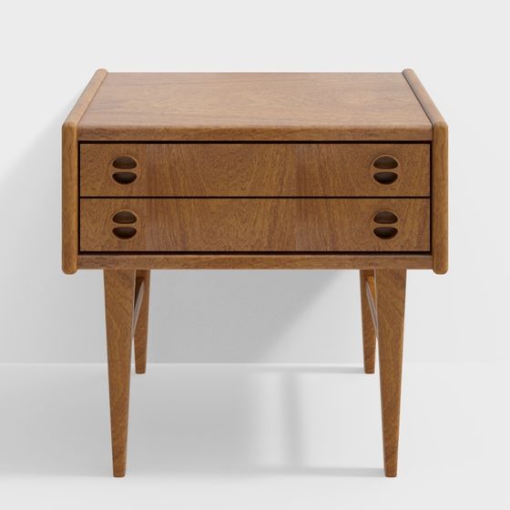 小島の木工品 - 中世のレトロなベッドサイドテーブル イエロー ポプラ引き出しキャビネット