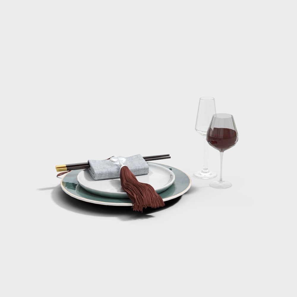 Elegant Dining Table Setup 3D model