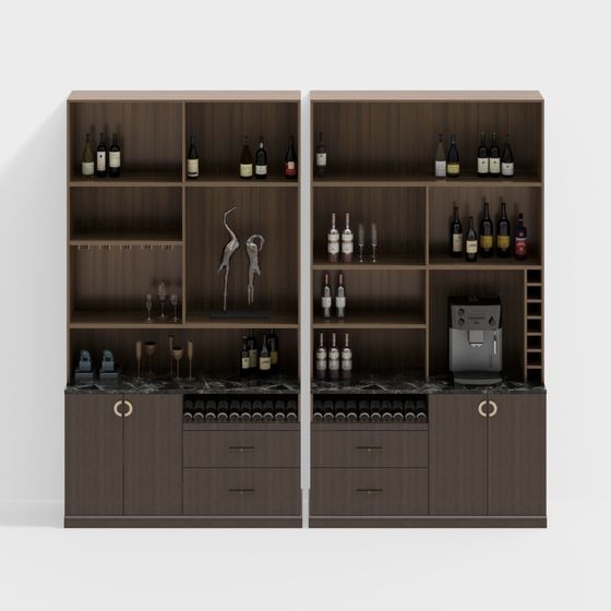 Elegant Bar Cabinet 3D Model for Stylish Interiors