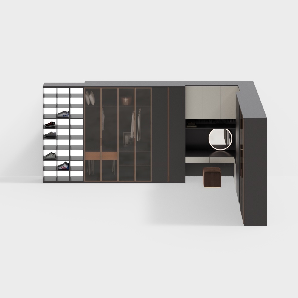 Urban Corner Wardrobe 3D Model – Low-Poly Modern Storage