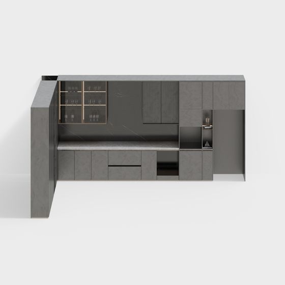 Chic Low-Poly Bar Cabinet 3D model for Modern Spaces