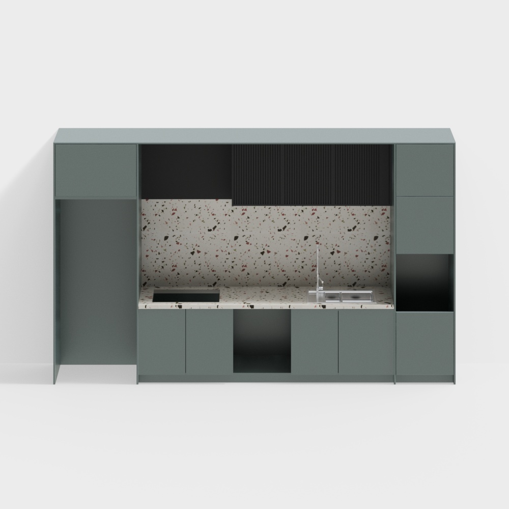 Urban Living Cabinet 3D Model – Low-Poly Green Storage