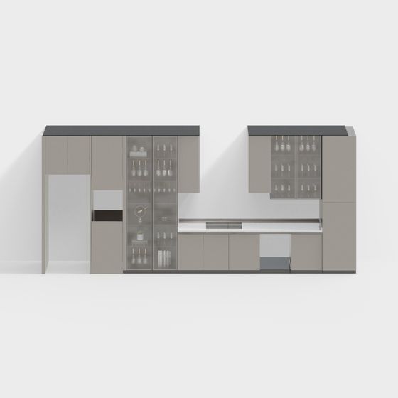 Modern Low-Poly High-Detail Bar Cabinet 3D model