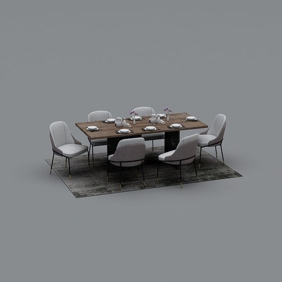 Black Dinner Table 3D Model for Elegant Dining Spaces