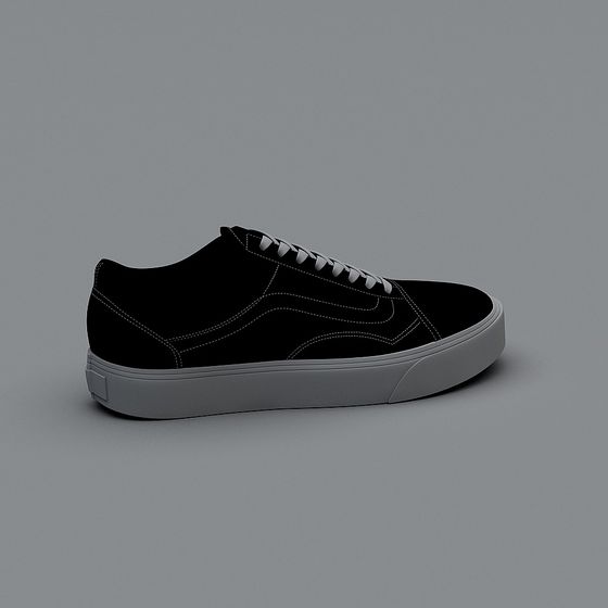 Trendy Black Sneakers 3D model for Creative Projects