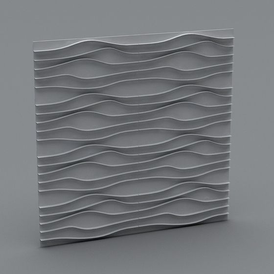 Elegant Waves Wall 3D model for Creative Spaces