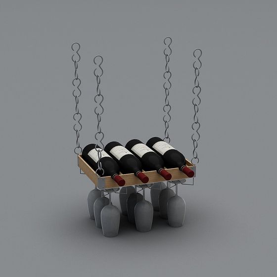 Elegant Hanging Wine Rack 3D model