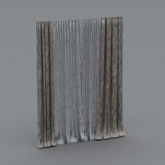Pleated Curtain 3D model - A Touch of Elegance