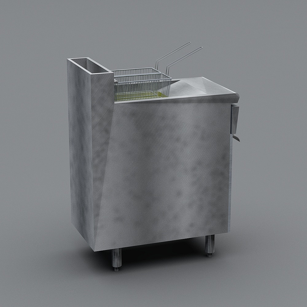 Low Poly Stainless Steel Deep Fryer 3D model