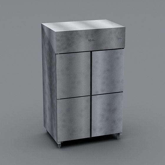 Stylish Low-Poly Stainless Steel Storage Cabinet 3D model