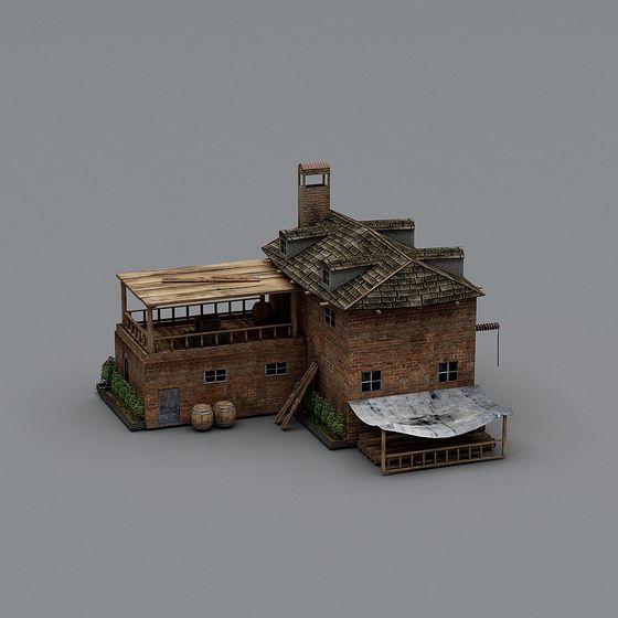 Rustic Winery Low-Poly 3D Model