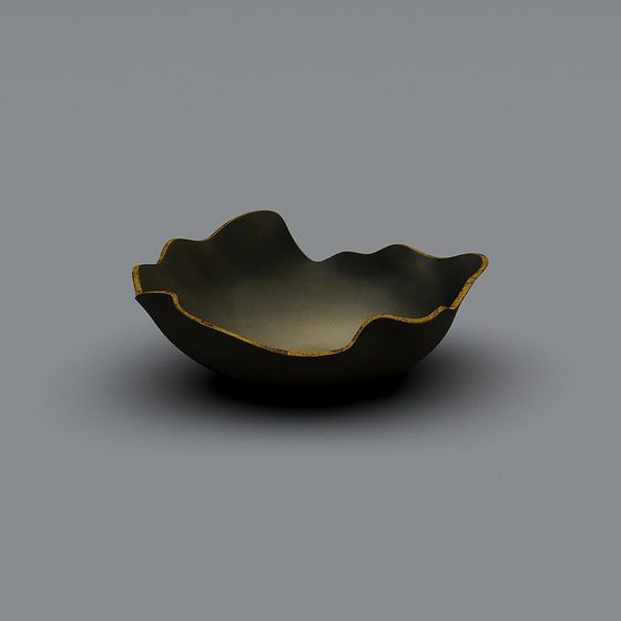 Wavy Gold-Edged Bowl 3D model for Creative Projects
