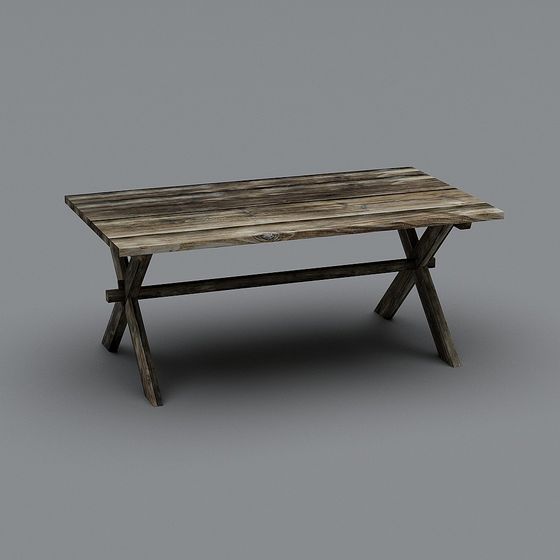 Vintage Wooden Table 3D model